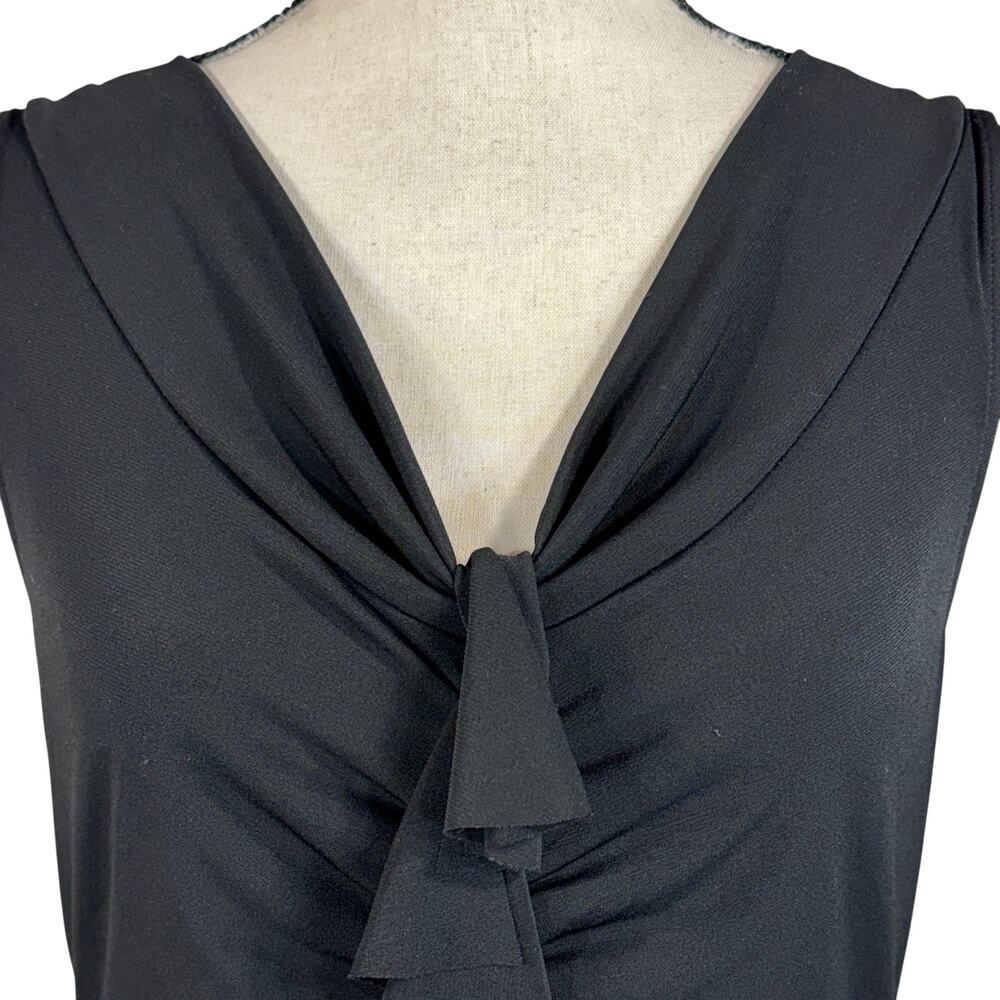Maurices Medium Top Sleeveless Stretch V-Neck Ruched Front Pullover Black New - Picture 2 of 7